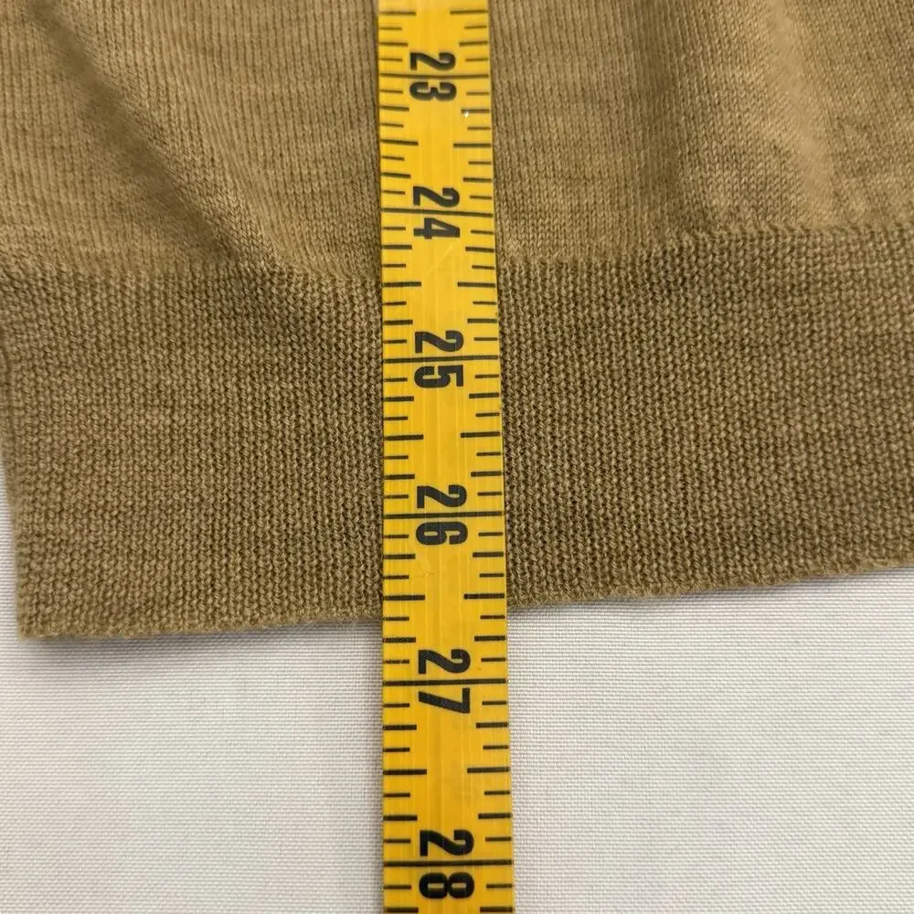 Lands End Mens 100% Wool Collared Sweater Pullover Medium 1/4 Button Tan